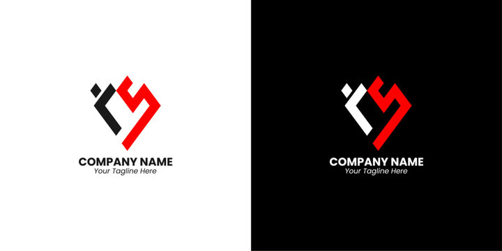 ks letter logo with heart icon. js letter logo. 