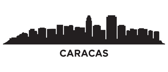 Naklejka premium Caracas skyline silhouette. Black Caracas city design. Vector black silhouette. with white background