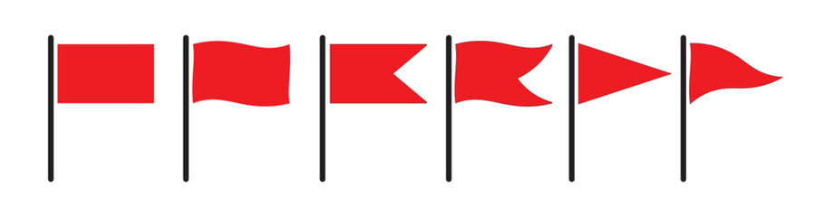 Flag icon set. Waving flag icon. Different flag icons set. Set of red flag icons. different shapes turkey flags, turkey map in official colours and proportion flagpole and wavy shaped © MDParveg