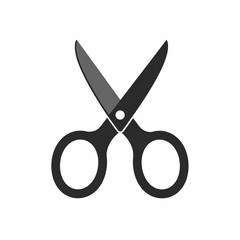 Simple black scissors icon flat vector illustration isolated on a white background.