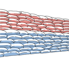 Fototapeta premium Sandbags stacked high, a barrier against flood, disaster, or conflict in a crisis situation today