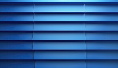Fototapeta premium Close-up of a modern blue horizontal slatted wall with subtle texture and shadows