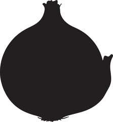 Bold Silhouette of an Onion Fresh Vegetable Cooking Ingredient Culinary Theme Simple Black and White Design Healthy Eating Minimalist Style Recipe Element