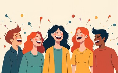 world laughter day banner with illustrations of people laughing. 4 may laughter day Vector illustration. High quality