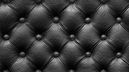 Fototapeta premium Seamless Pattern of Elegant Black Leather Upholstery with Button Tufting for Luxurious Interior Design