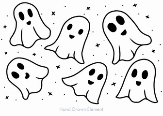 Abstract background vector design featuring a cute cartoon ghost silhouette.