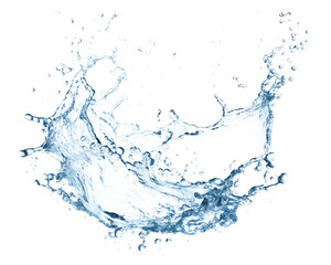 Dynamic blue water splash with droplets isolated on a transparent background liquid 1