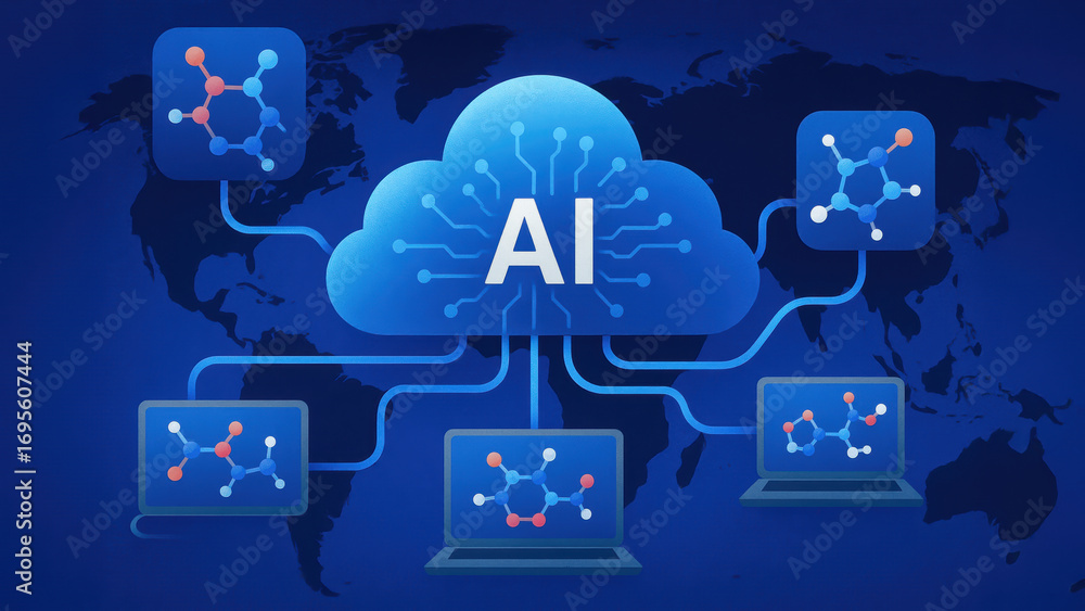 Poster artificial intelligence cloud connects new drug molecular structures across universe of digital rese
