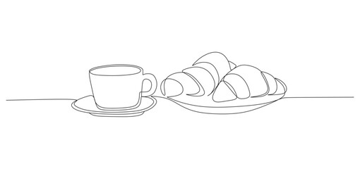 continuous line of hot coffee and pastries eps 1