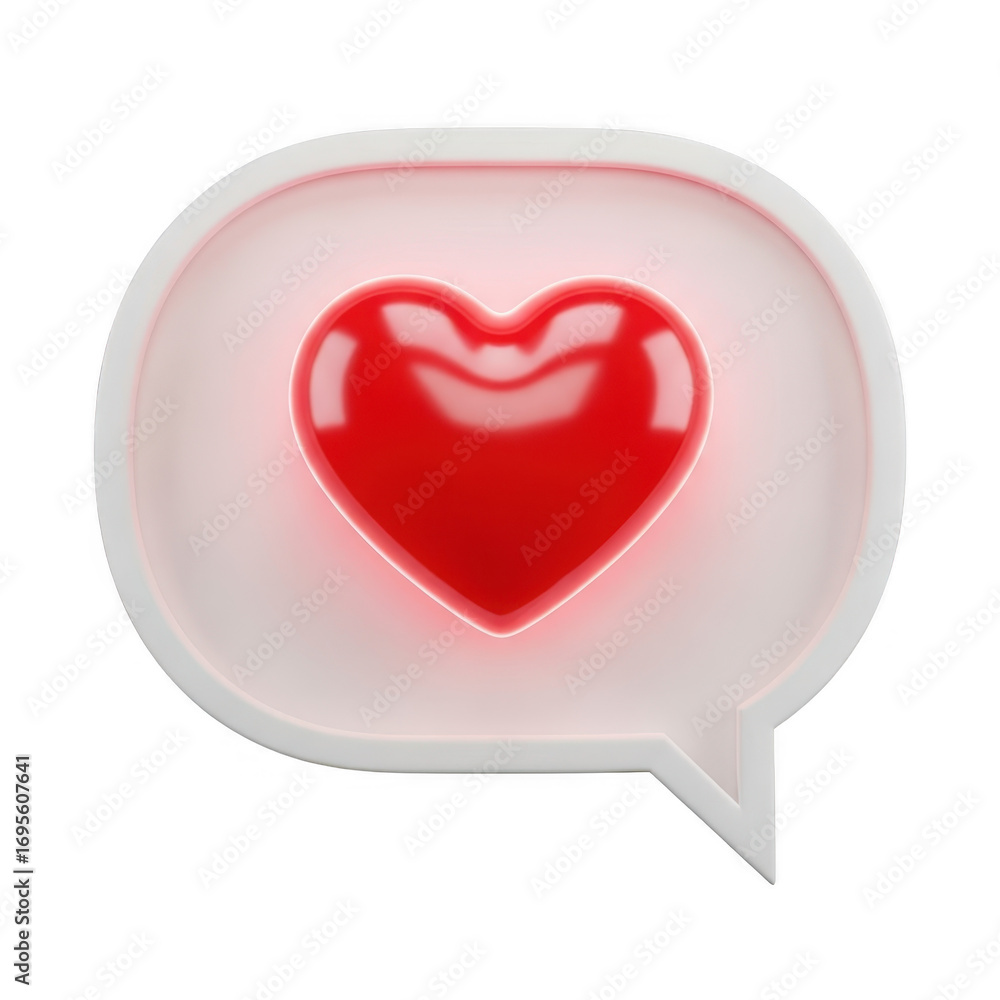 Poster red heart icon in a chat bubble isolated on transparent background