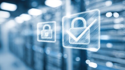 Server room security,  digital lock icons