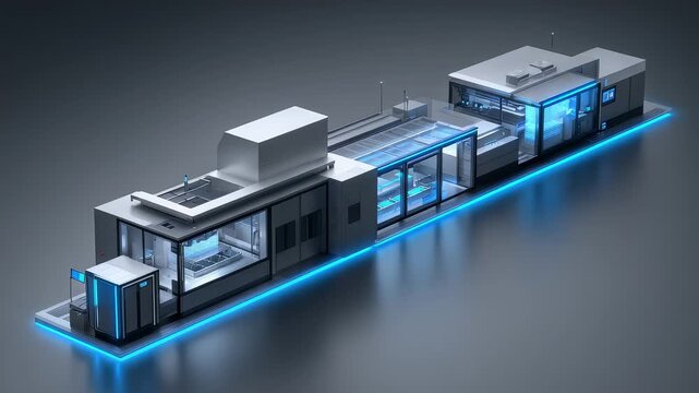 Futuristic Factory Automation Production Line is Full of Technology