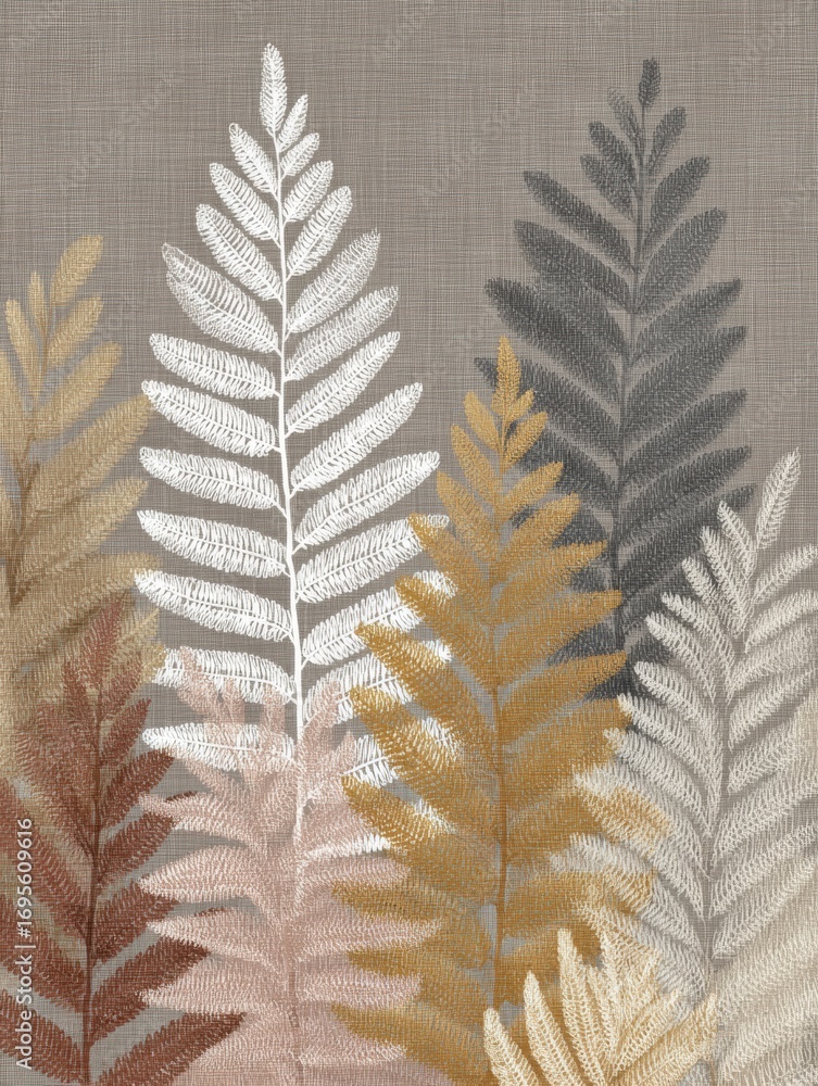 Aufkleber unique leaf patterns in soft colors create a calming atmosphere in interior design settings