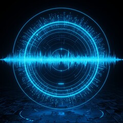 Digital waveform graphic with circular design