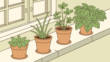 Indoor potted plants on windowsill home decor ideas for small spaces and apartment gardening inspiration