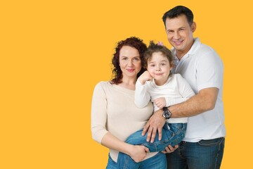 Fototapeta premium Happy young Parents And children Together Posing
