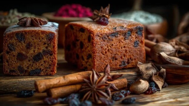Spiced fruitcake slices