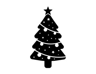 Elegant Christmas Pine Tree Vector – Holiday Celebration Design with Festive Star and Ornaments