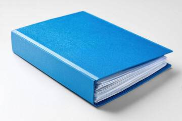 Blue office folder for documents isolated on white background