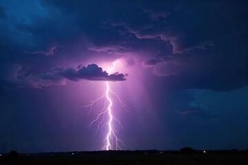 Dramatic lightning bolt striking during a powerful thunderstorm, illuminating a dark and stormy sky The intense flash reveals rain-filled clouds and the raw power of nature , energy, nature
