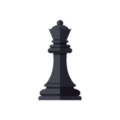 Black Chess Queen Flat Vector Illustration