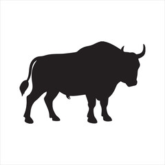  silhouette of a huge bull.
