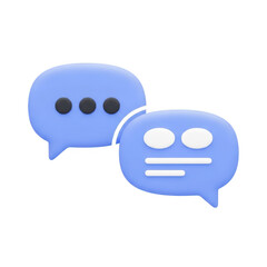 Fototapeta premium Two blue speech bubbles represent online communication and chatting in a modern and minimal design isolated on transparent background