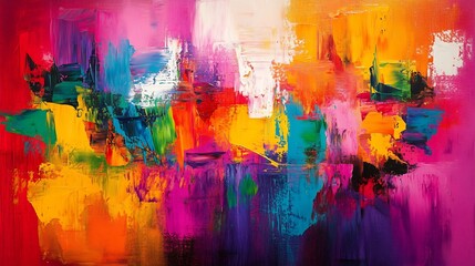 Vibrant Abstract Painting: A Symphony of Bold Colors and Energetic Brushstrokes