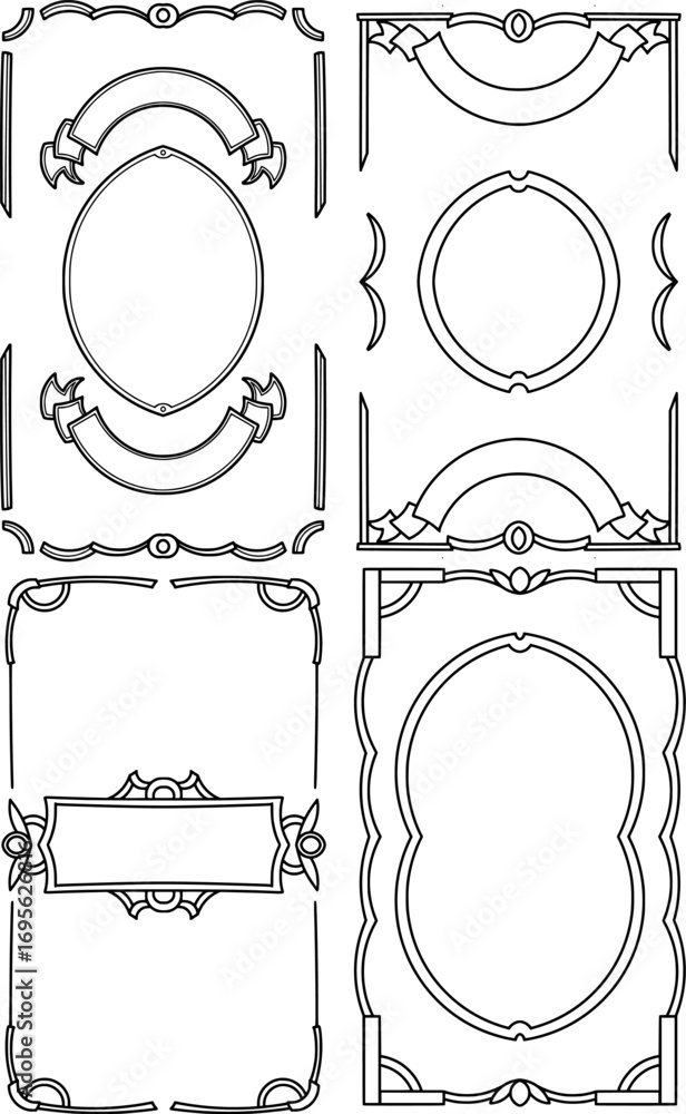 Poster featuring four vintage ornamental frame designs with empty space for adding text
