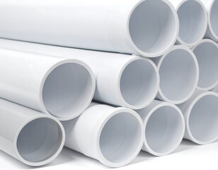 Fototapeta premium Stack of white plastic pipes