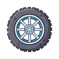 Fototapeta premium Car tire with alloy wheel illustration