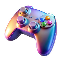 Futuristic iridescent game controller isolated on transparent background