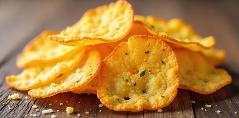 Crispy, golden-brown parmesan cheese crisps, baked to perfection Ideal for salads, pasta, or enjoyed as a delicious snack Flaky texture, intense flavor , salad, recipe, dairy