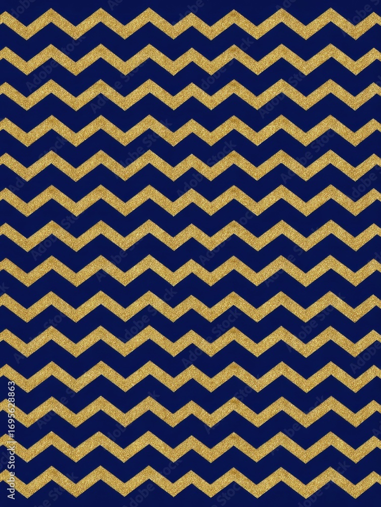 Aufkleber design featuring gold zigzag pattern on navy blue background suitable for various creative projects 