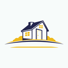 Vector icon of a modern residential house with a roof and window, suitable for a real estate business or property sale
