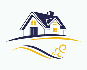 Real estate concept vector illustration with a roof and a key house symbol