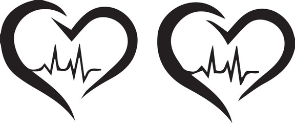 Health and Medical concept. EKG Pulse Wave, cardiogram and glowing neon heart pulse graphic illustration