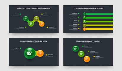 Sales Report Four Five Two Three Element Graph Slide Layout Vector Illustration Collection. Advertising Growth 4 5 2 3 Option Chart Slideshow Design Bundle.