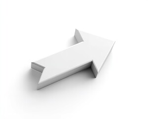 Simple White Arrow Pointing Up and Right on a Clean White Background Studio Shot