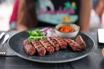 Closeup of traditional minced meat dish on the table