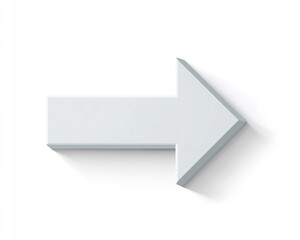 Clean and Minimalist White Arrow Directional Sign on White Background Shows the Right Way