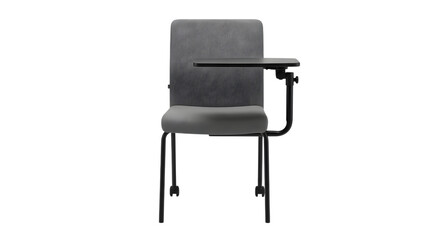 Fototapeta premium Gray chair with attached writing desk isolated on transparent background for students