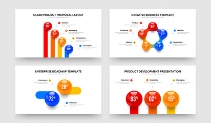 Digital Growth 4 5 2 3 Element Chart Frame Design Set. Financial Proposal Four Five Two Three Option Infographic Slideshow Layout Vector Illustration Bundle.