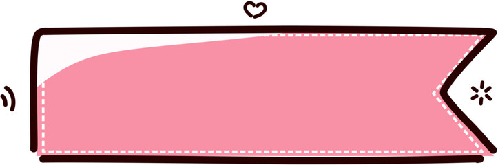 Cute Pink Decorative, Cute Pink Ribbon Banner with Stitch