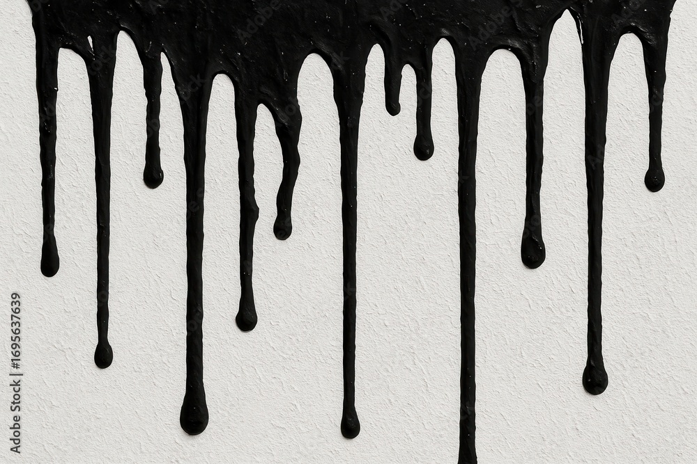 Poster black drip: an artistic display of black paint dripping down, creating a visually striking abstract 
