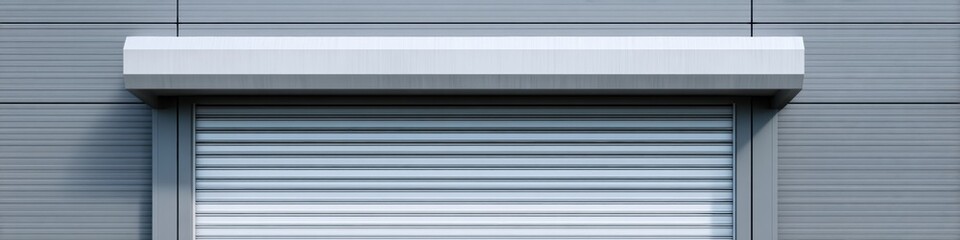 Obraz premium Modern Closed Shutter on Minimalistic Facade Premium Architectural Security and Privacy Solutions for Professional Building Marketing Campaigns