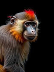 Obraz premium Portrait of Red tail monkey, or Schmidt's guenon Cercopithecus ascanius ape Isolated on Black Background