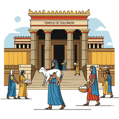 Bringing Sacrifices(lamb) to The Temple of Solomon, bible story © WealthyMinion