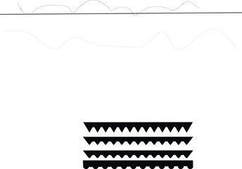 Scalloped edge seamless set, Repeating frill ornament, Simple scalloped border, Seamless line zigzag pattern design,Vector illustration,
