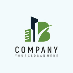 Letter B Build construction concept logo design vector template